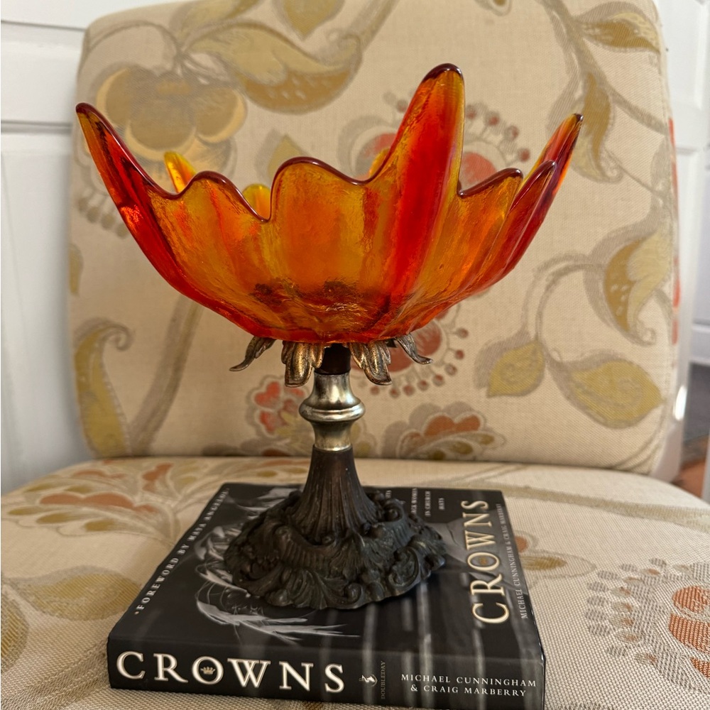 Vintage mid century cadmium glass bowl